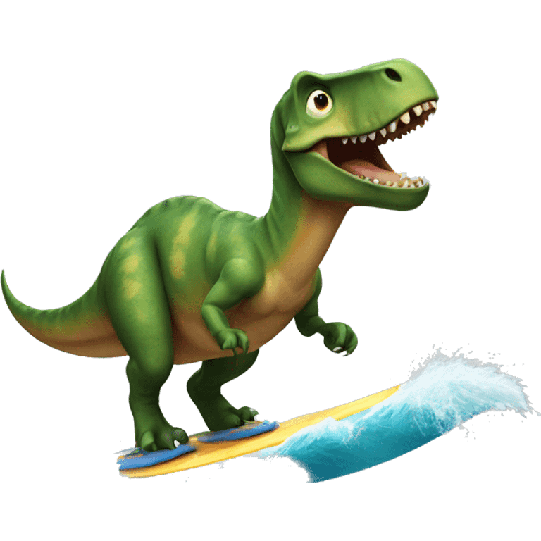 Dinosaur surfing emoji