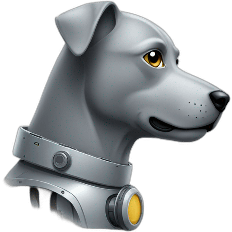 grey  robot side profile and dog emoji