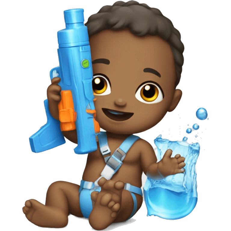 baby with water gun emoji