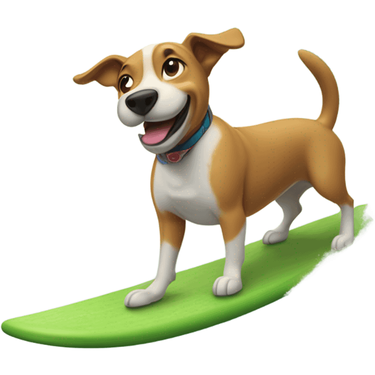 Dog riding surf board emoji