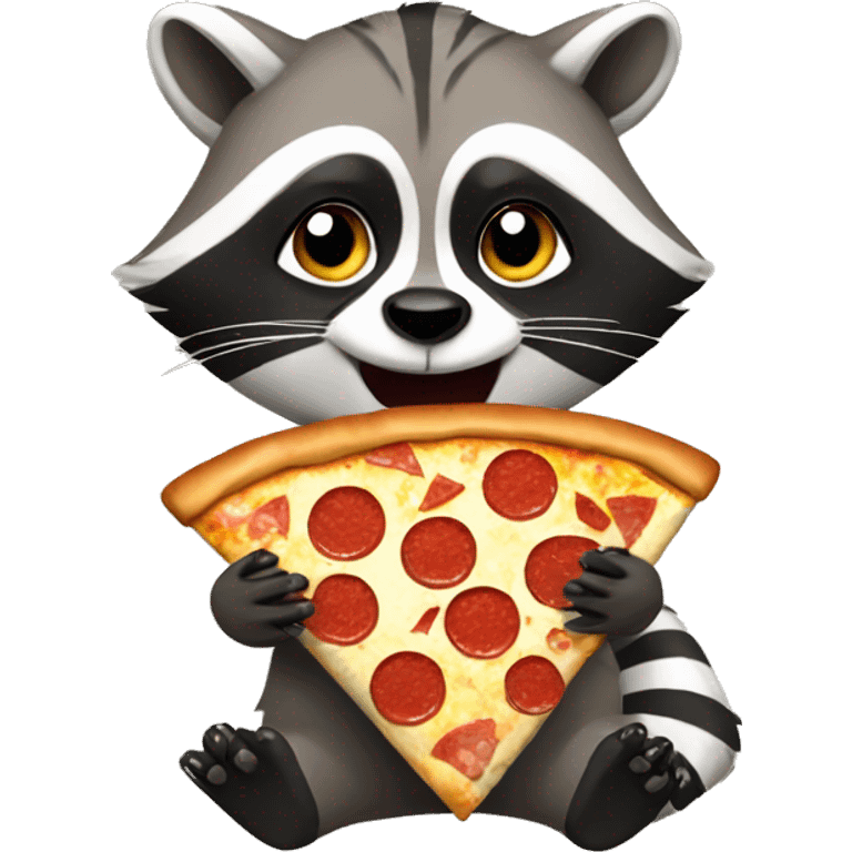 Raccoon eating pizza emoji