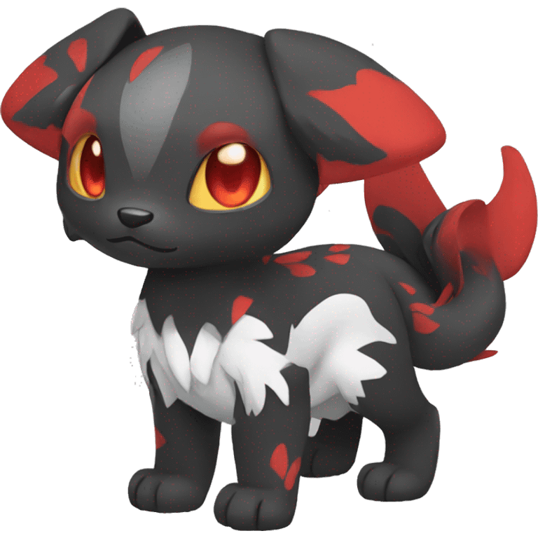 Cute cool black red animal hybrid Fakemon full body emoji