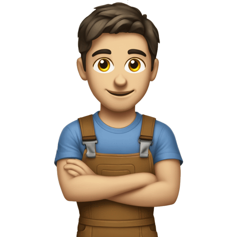 young Woodworker with miter saw caucasian dark hair emoji