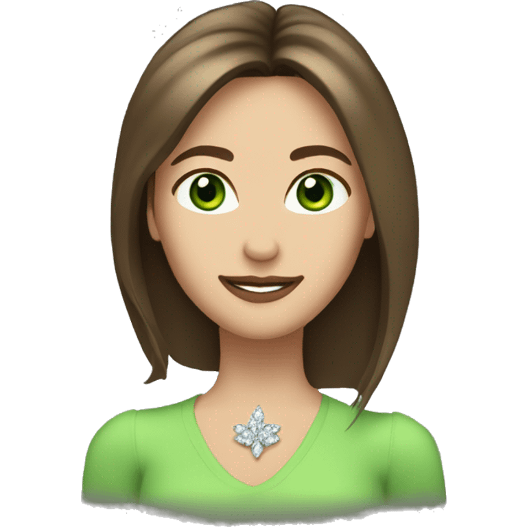 pretty 40 year old woman with grass green eyes and shoulder length straight brown hair diamond tiara emoji