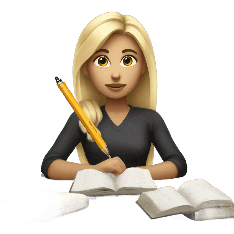 A Blonde girl studying  emoji