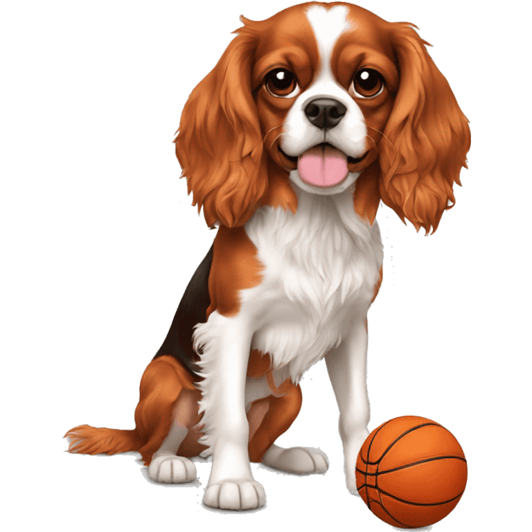 Cavalier king Charles qui fait du basketball  emoji