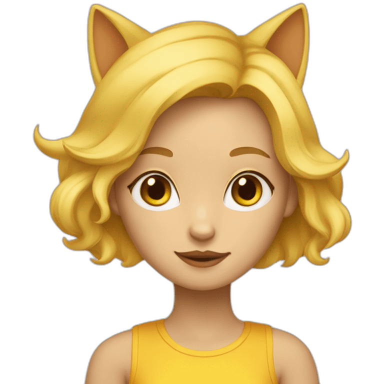 Blond-girl-and-a-yellow-cat emoji