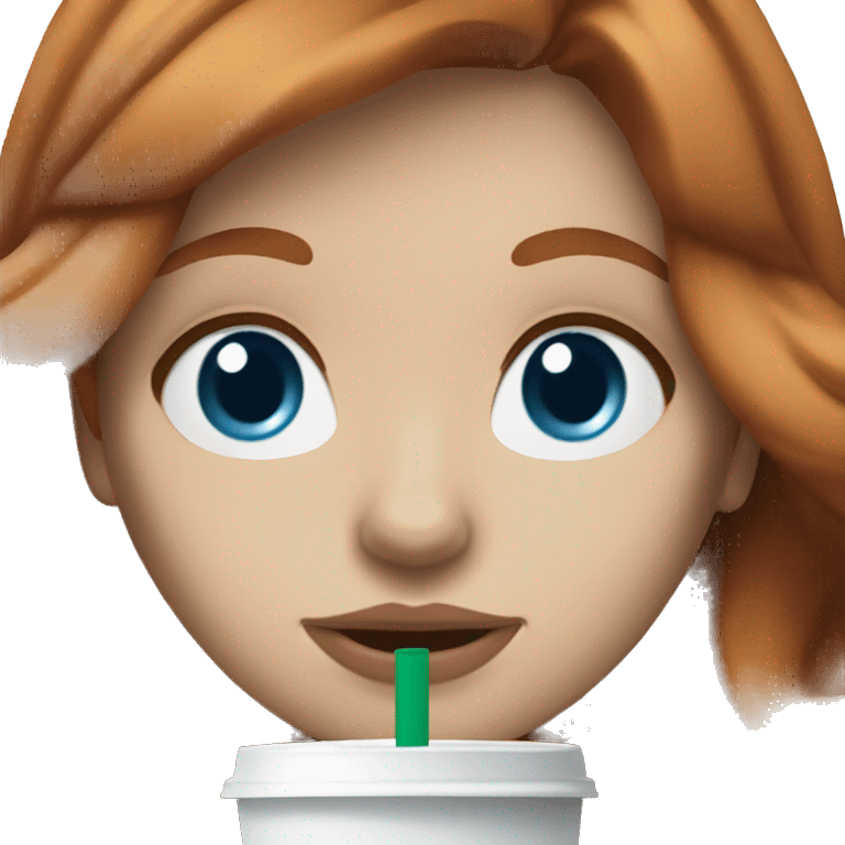 Redhead white girl drinking starbucks blue eyes medium hair emoji