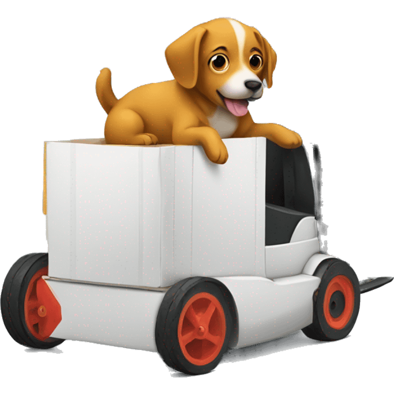 Dog riding forklift emoji