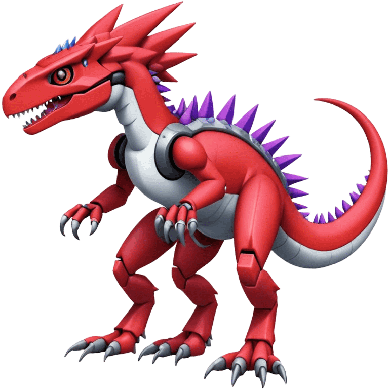 Spiky Cool Edgy Futuristic colorful Digimon-Fakemon-Guilmon-Velociraptor-Mecha full body emoji