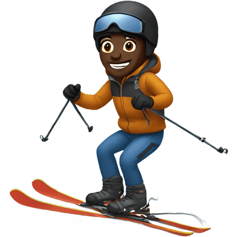 black man skiing emoji