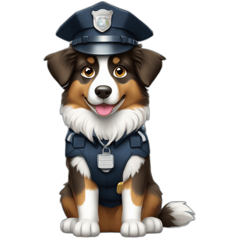 australian Shepherd in Police Uniform sitting emoji