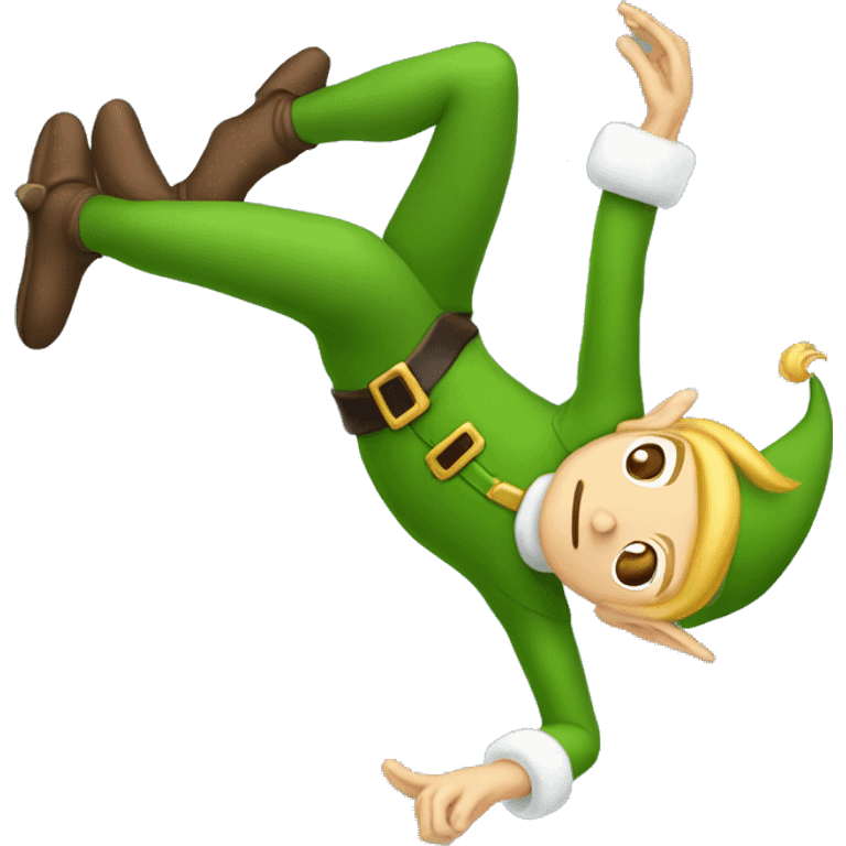 Elf swinging upside down emoji