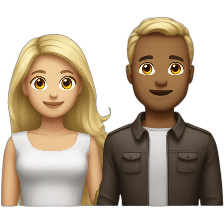 Femme brune avec homme blond emoji