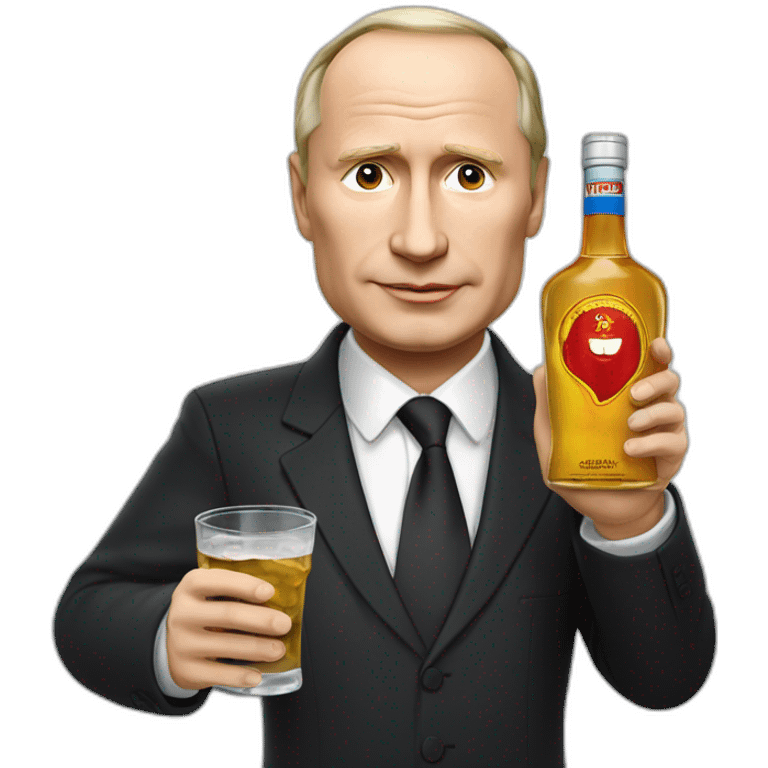 Vladimir poutine avec une bouteille de vodka emoji