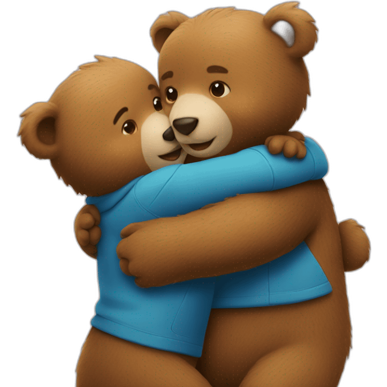 two bear cubs hugging each other emoji