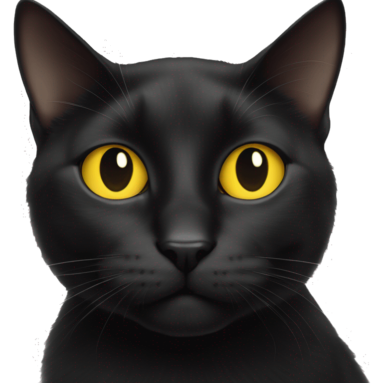 black cat with yellow eyes an a white spot on the nack emoji