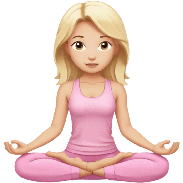 blonde yoga girl light pink clothes n emoji