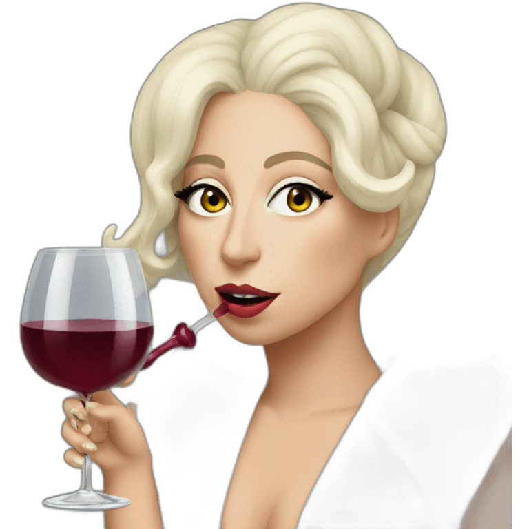 Lady Gaga drinking wine emoji