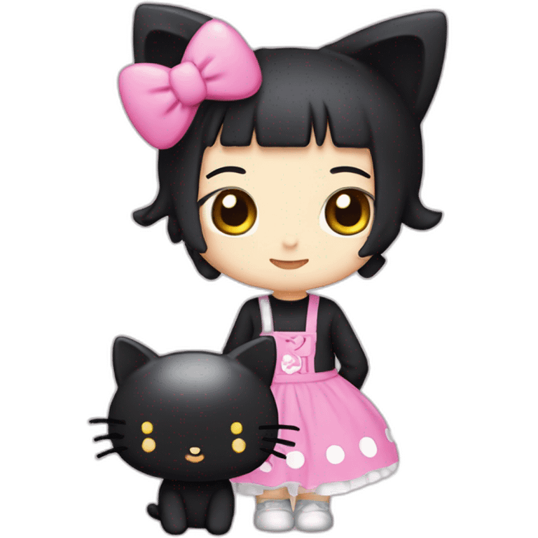 Kuromi with hello kitty emoji