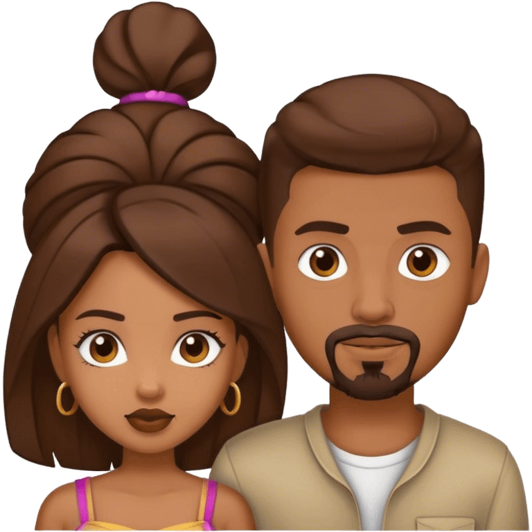 brown couple baddie girl boy with goatee brown skinned emoji