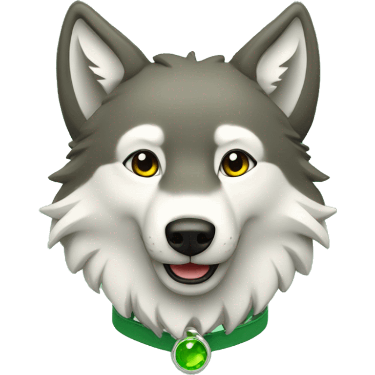 Wolf happy avec collier vert emoji