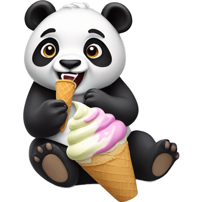 Panda eating ice cream emoji