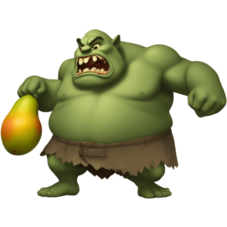 A giant ogre eating a mango emoji