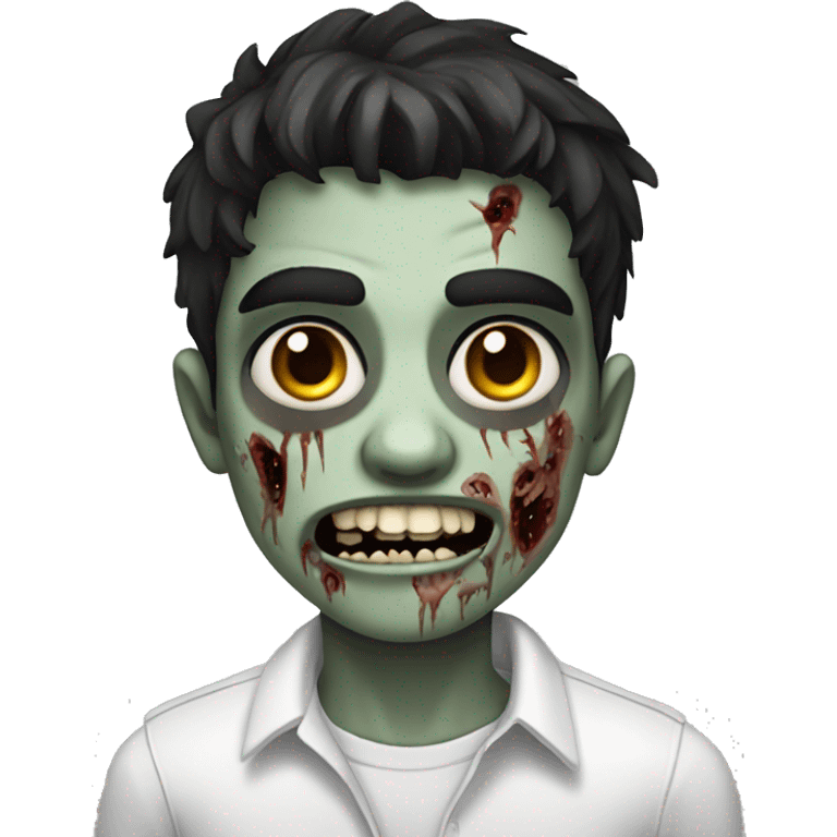 teen boy zombie with dark hair and white shirt emoji