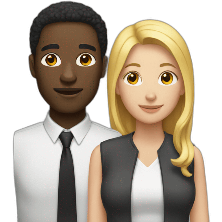 Black man and white woman emoji