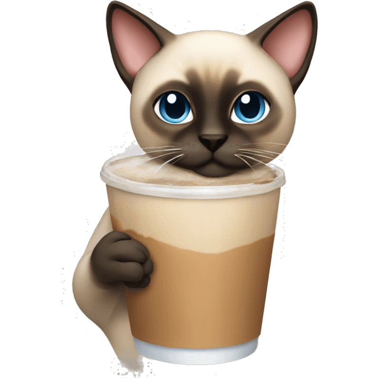 Siamese cat drinking iced coffee emoji