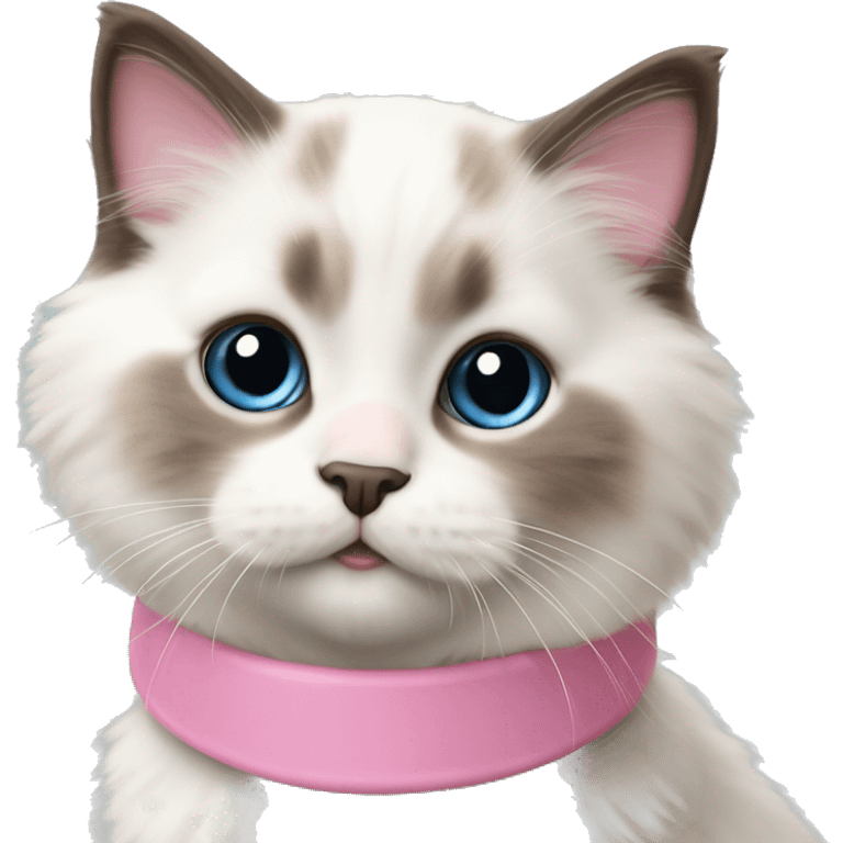 cute ragdoll kitten realistic with a pink collar emoji