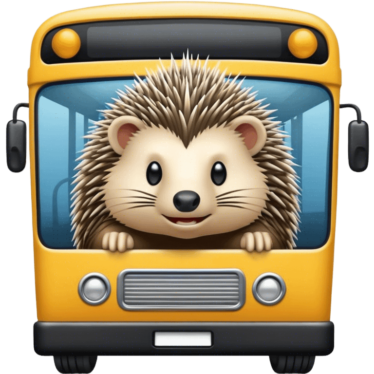 porcupine driving a bus emoji