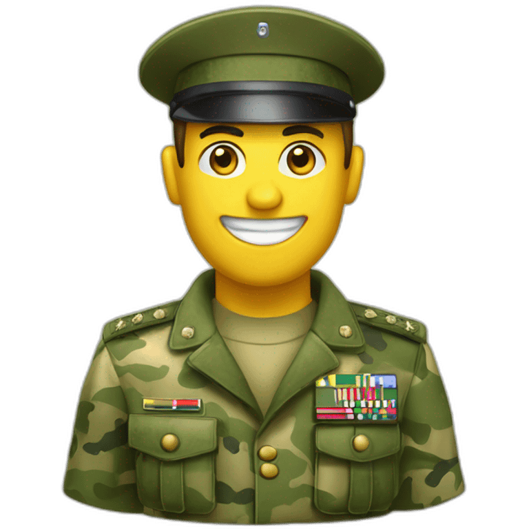 crie um emoji de um militar do exercito brasileiro com o camuflado típico emoji