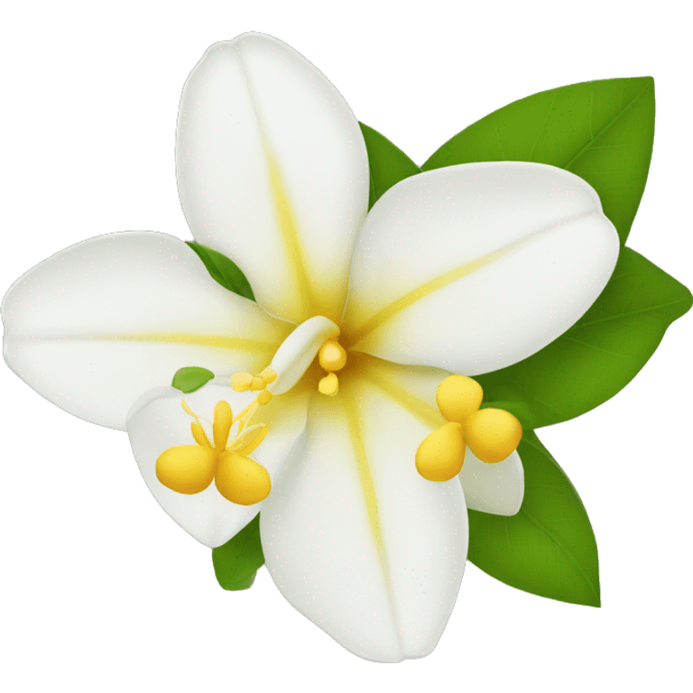 Apple Emoji Jasmine's flower with white petals and a yellow center of stamens emoji