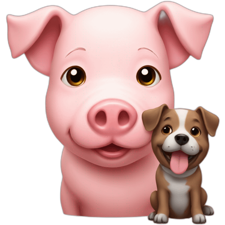 pig with dog on emoji