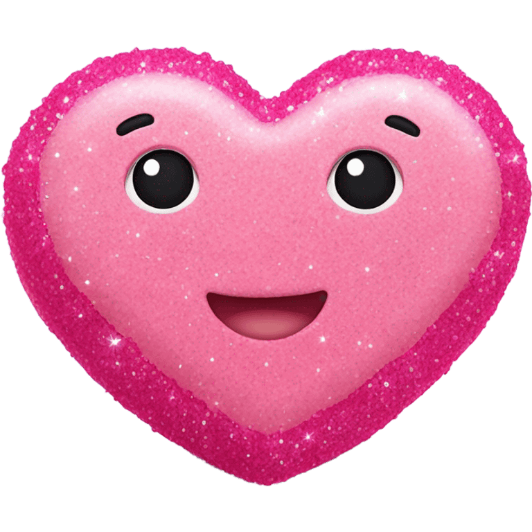 Hot pink heart shaped rice cake with glitter emoji