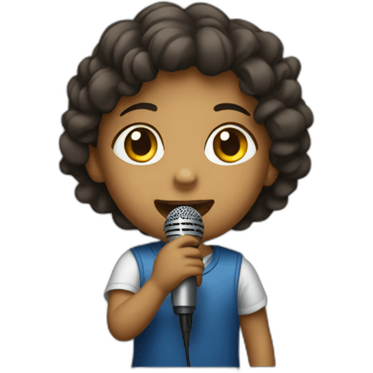 child with microphone emoji