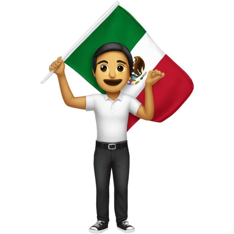 Mexican with a flag over their head eating tacos emoji