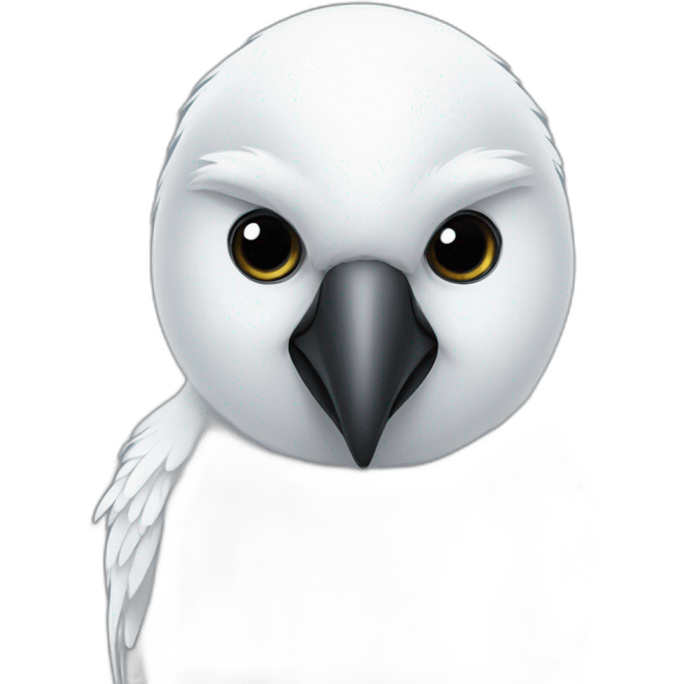 white tall bird with blac eyes emoji