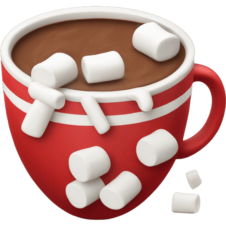 red mug of hot chocolate with marshmallows emoji