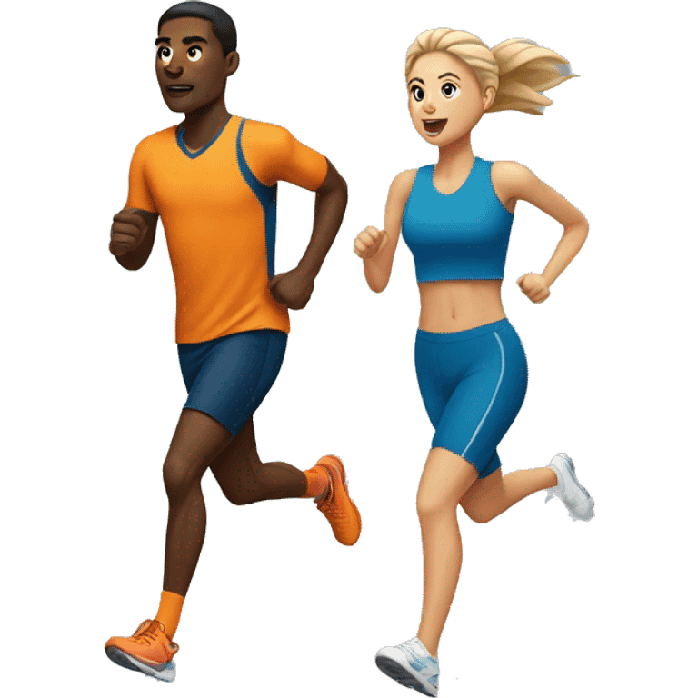 Sports man and woman run  emoji