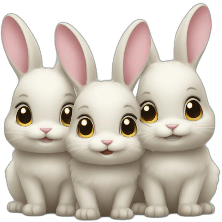 three small bunnies  emoji