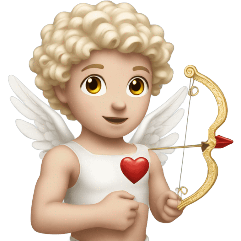 Realistic pale Cupid holding his heart bow emoji