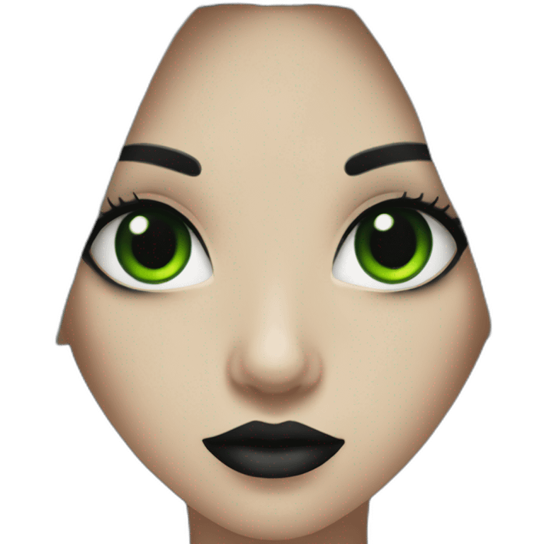 goth girl with green eyes and black hair emoji