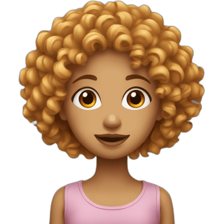 Curly girl with a square emoji