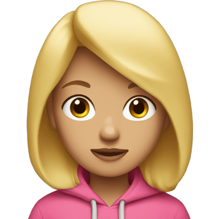 A blonde girl with a pink hoodie  emoji