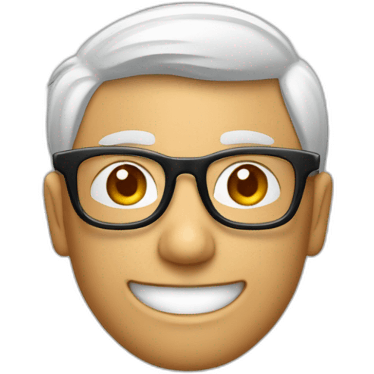 Cara Hombre blanco sonriente pelo canoso de punta gafas rojas y negras emoji