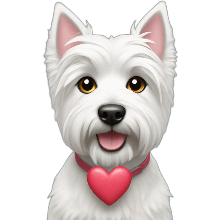 Westie with hearts emoji