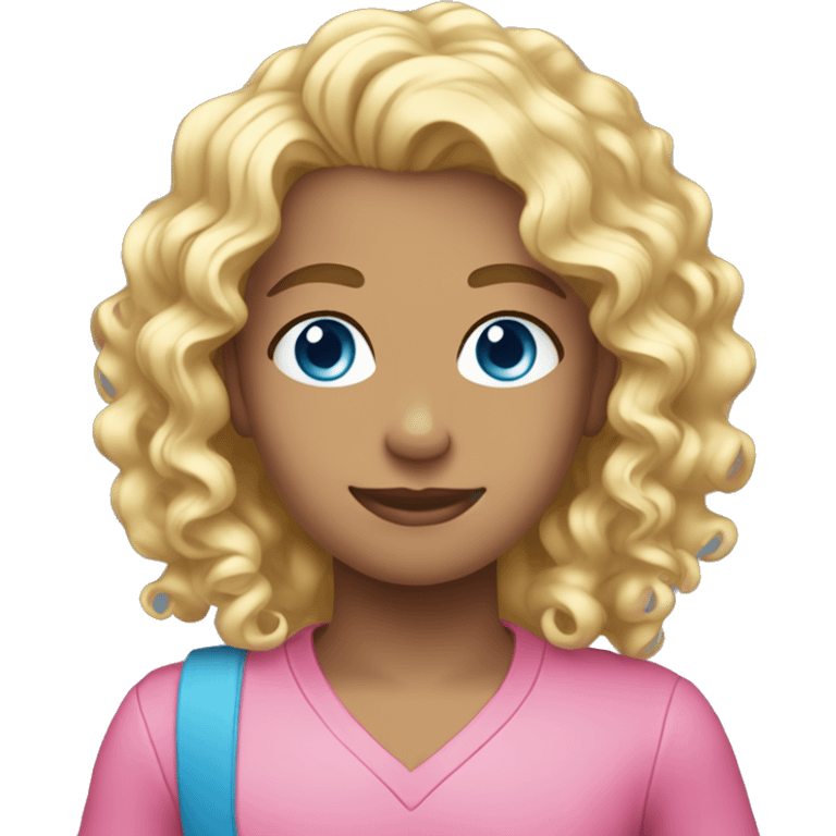 Blonde blue eyes curly hair pink clothes emoji